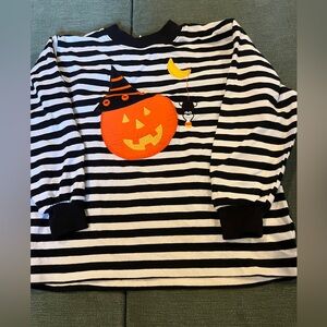 Striped Halloween Pumpkin Long Sleeve Tee